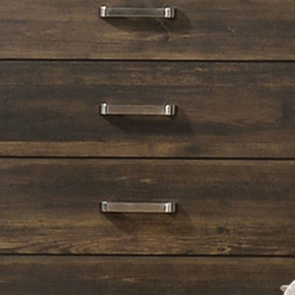 Benjara Transitional Style 5 Drawer Wooden Chest with Plinth Base, Brown