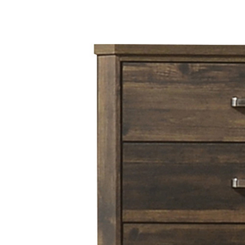 Benjara Transitional Style 5 Drawer Wooden Chest with Plinth Base, Brown