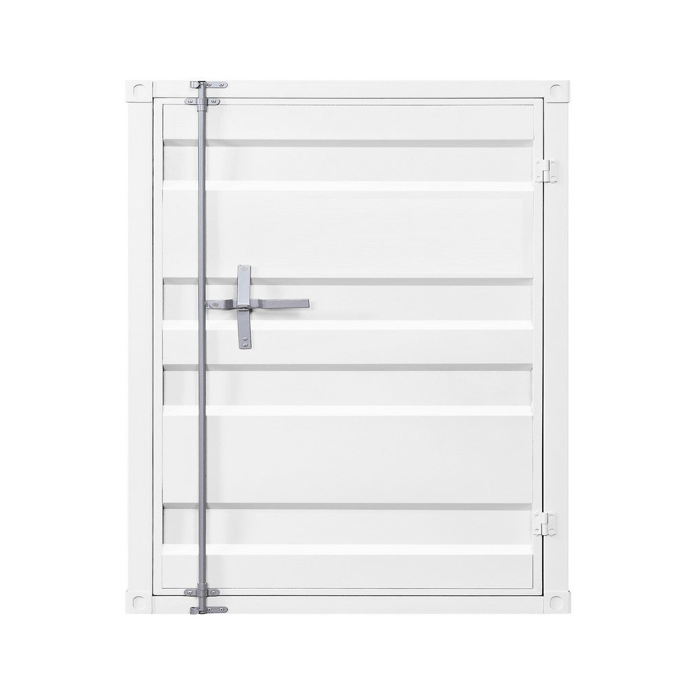 Benjara Industrial Style Metal Chest with Recessed Door Front, White