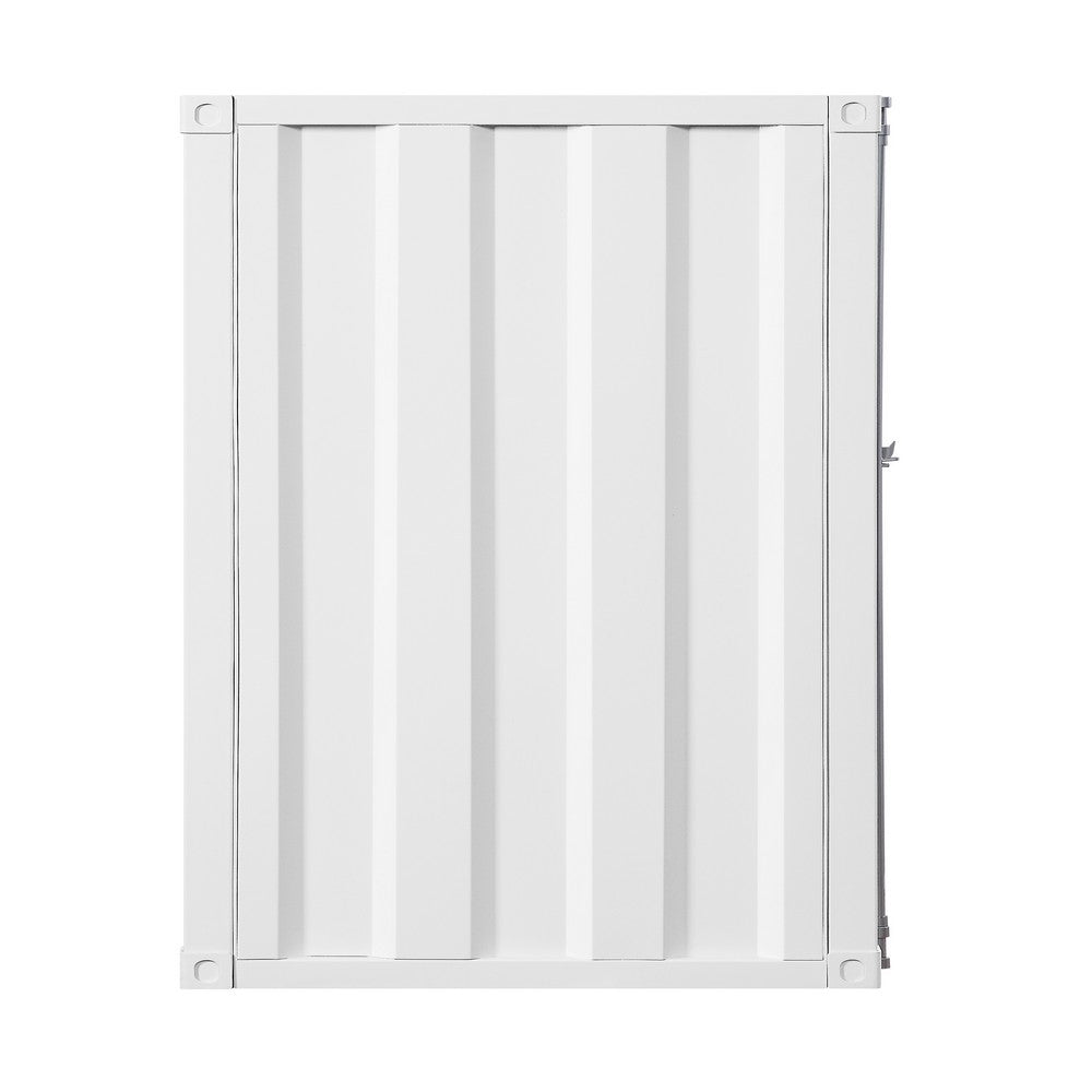 Benjara Industrial Style Metal Chest with Recessed Door Front, White