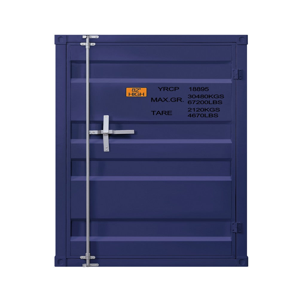 Benjara Industrial Style Metal Chest with Recessed Door Front, Blue