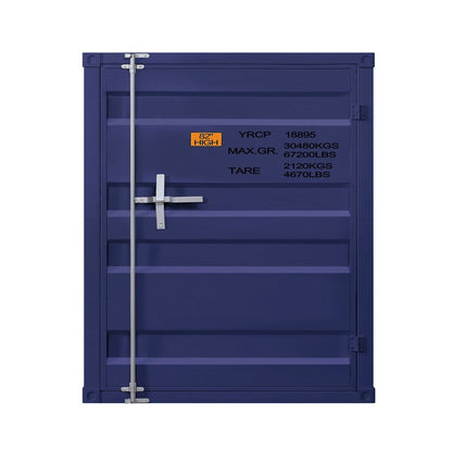 Benjara Industrial Style Metal Chest with Recessed Door Front, Blue