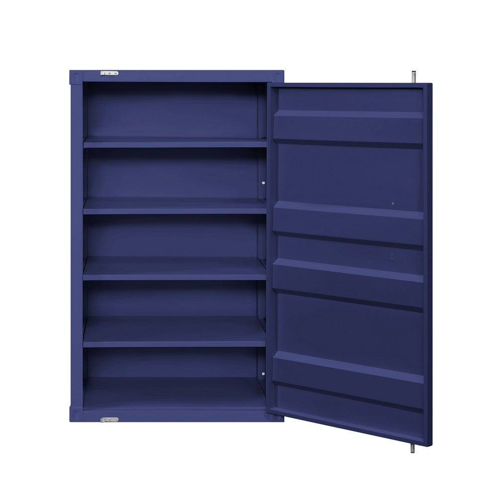 Benjara Industrial Style Metal Chest with Recessed Door Front, Blue