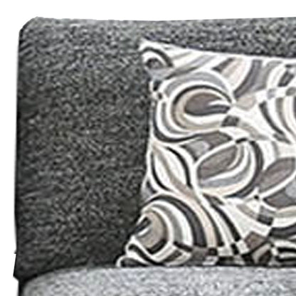 Benjara Chenille Fabric Upholstered Armless Chair with Pillow, Dark Gray