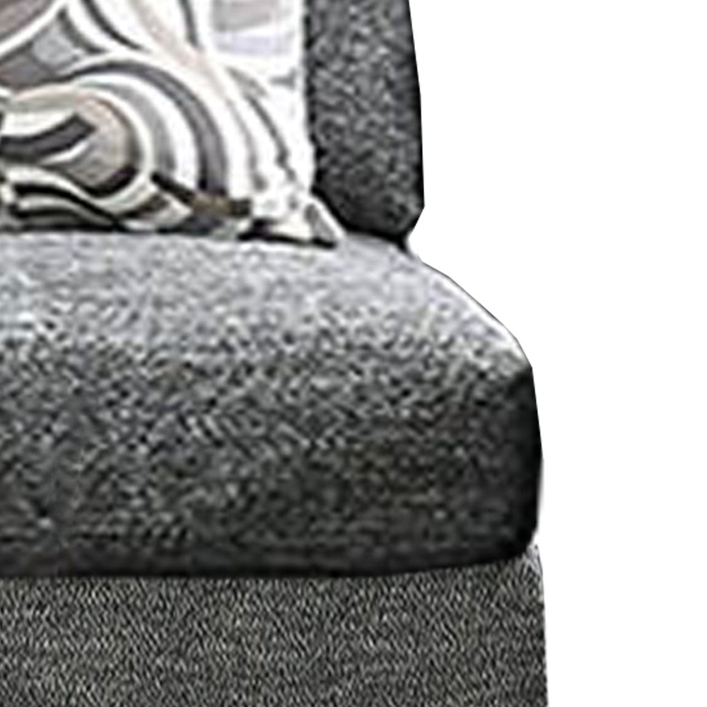 Benjara Chenille Fabric Upholstered Armless Chair with Pillow, Dark Gray
