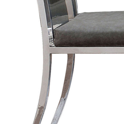 Benjara Metal Dining Side Chair with Acrylic Backing, Set of 2,Gray And Silver