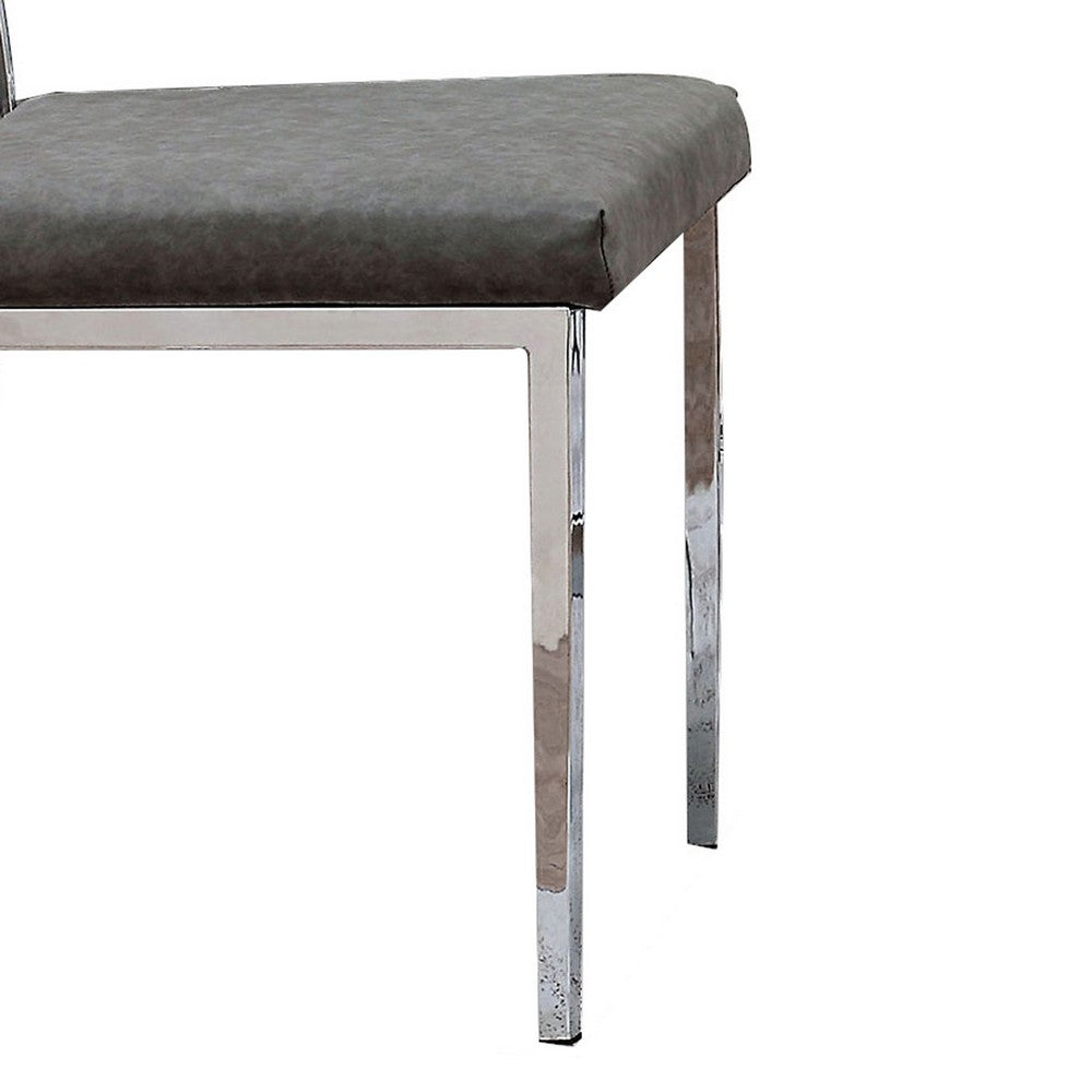 Benjara Metal Dining Side Chair with Acrylic Backing, Set of 2,Gray And Silver