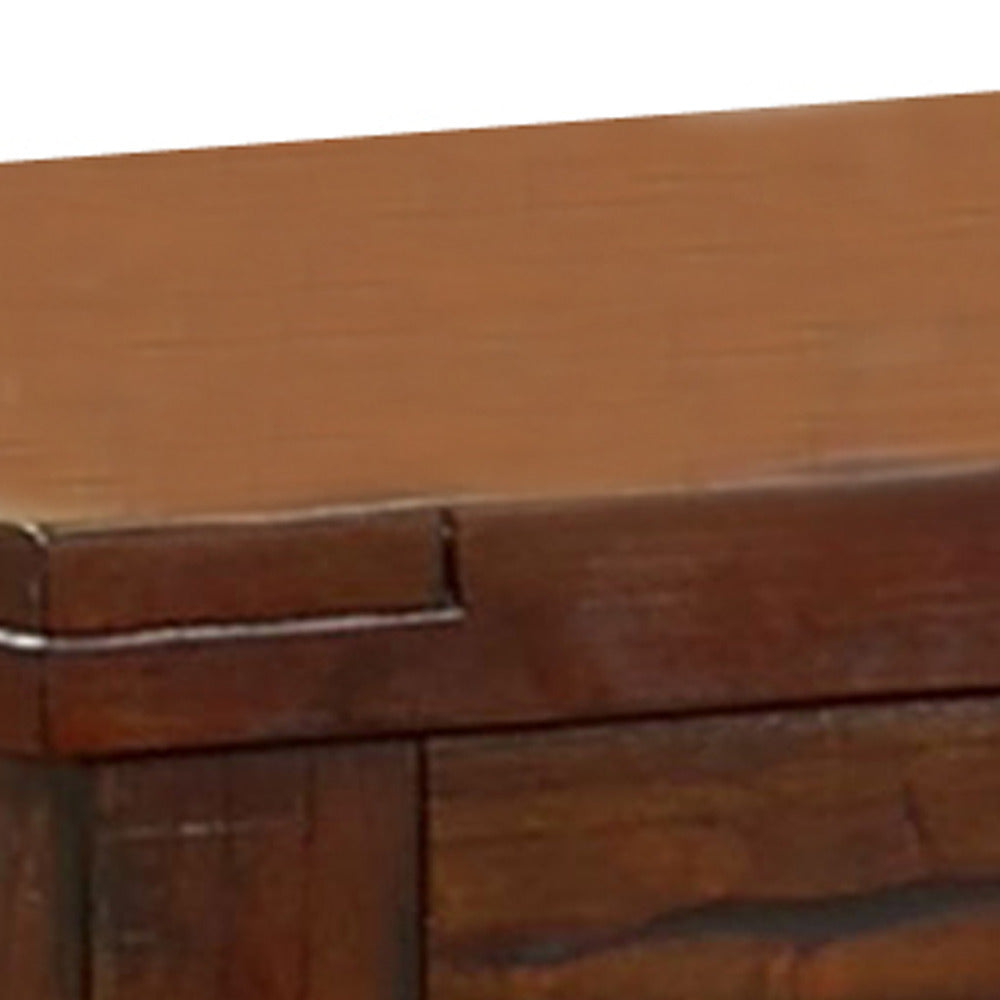 Benjara Square Shaped End Table with Open Bottom Shelf, Dark Cherry