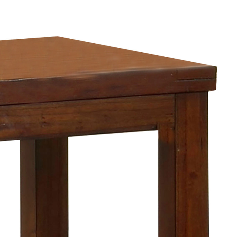 Benjara Square Shaped End Table with Open Bottom Shelf, Dark Cherry