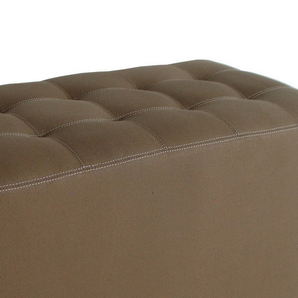 Benjara Classic Canvas Upholstered Bench with Button Tufting, Brown