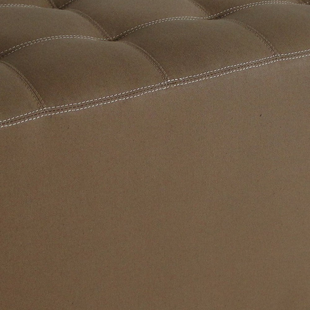 Benjara Classic Canvas Upholstered Bench with Button Tufting, Brown