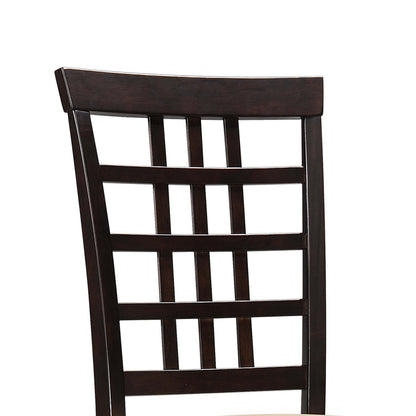 Benjara Geometric Wooden Dining Chair with Padded Seat, Set of 2, Brown And Beige