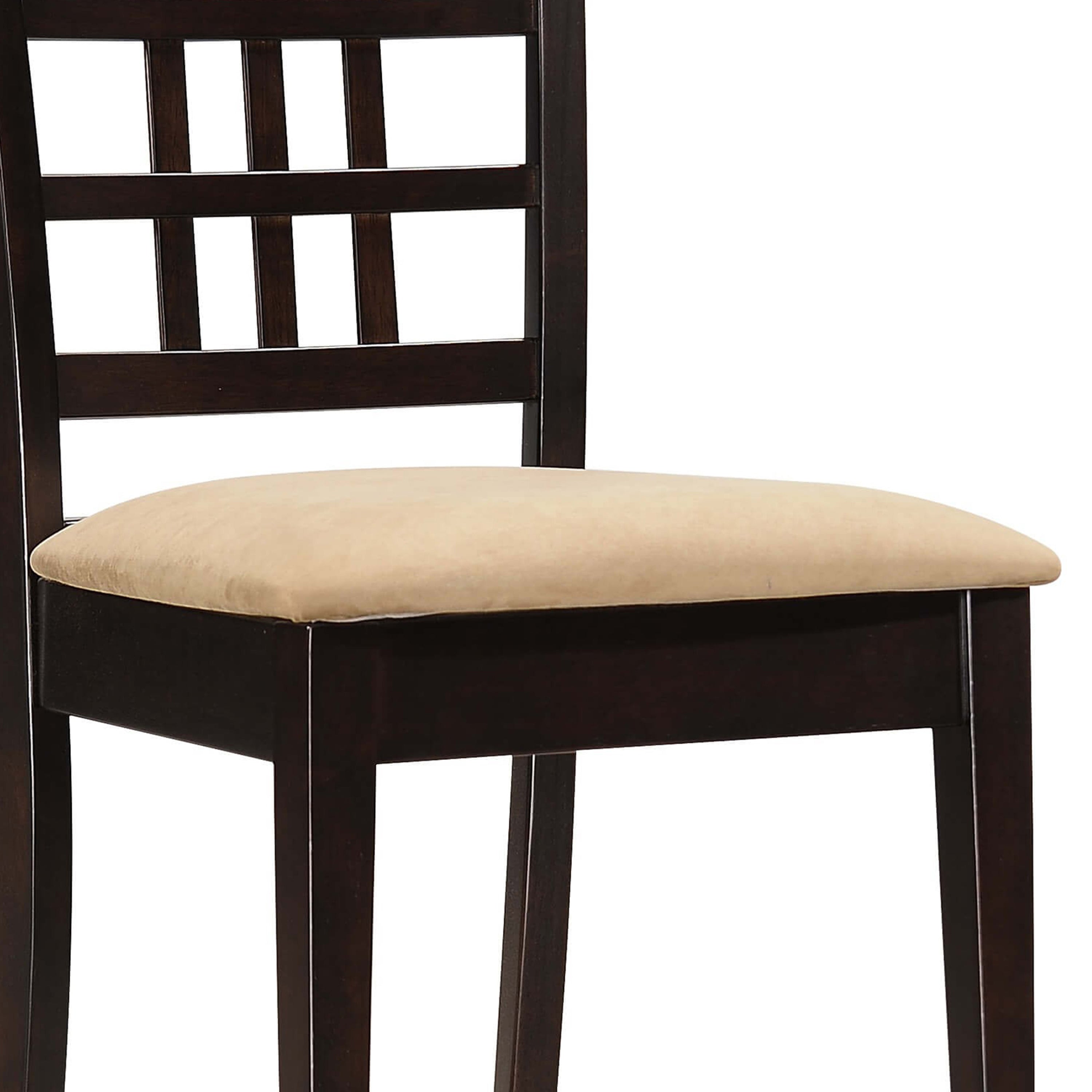 Benjara Geometric Wooden Dining Chair with Padded Seat, Set of 2, Brown And Beige