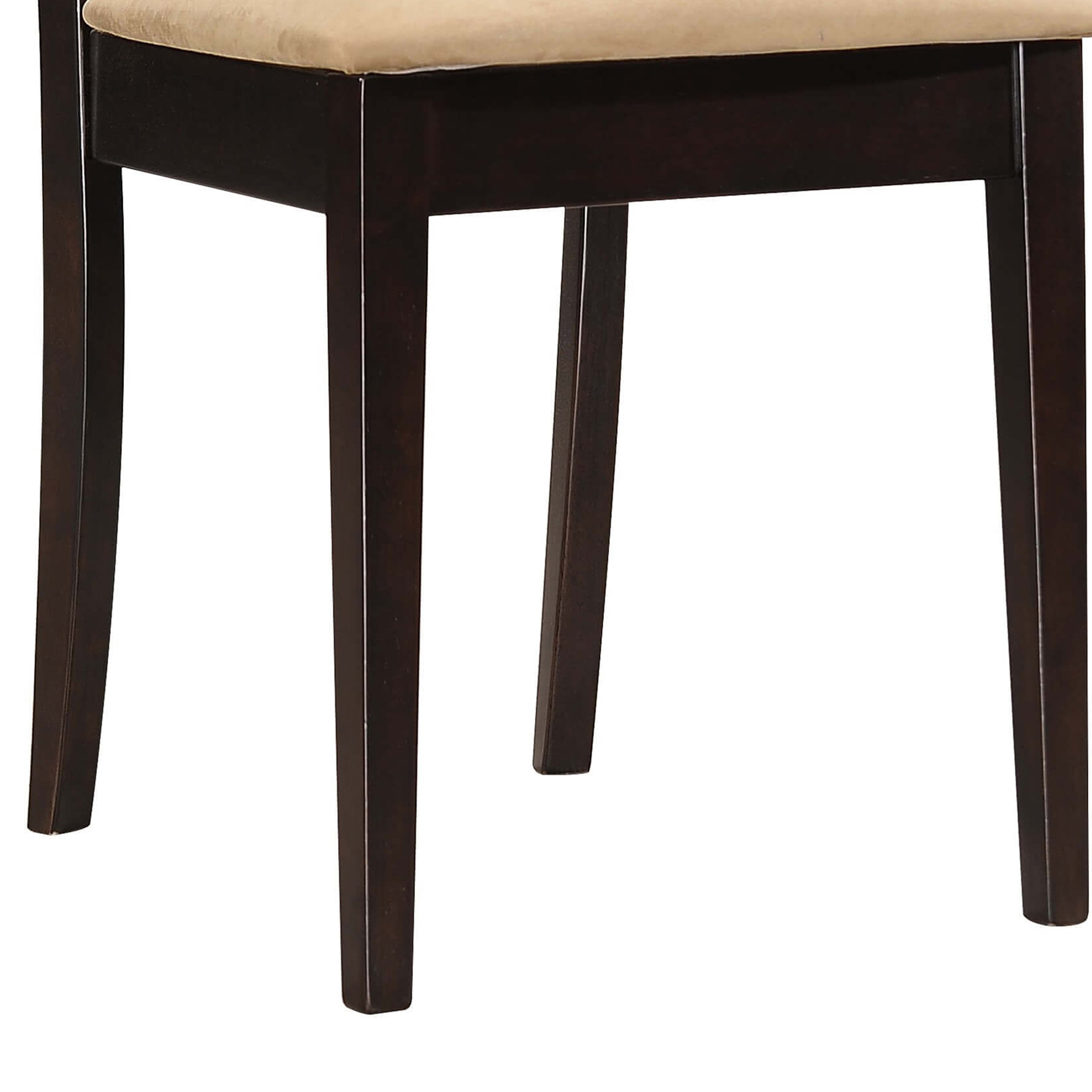 Benjara Geometric Wooden Dining Chair with Padded Seat, Set of 2, Brown And Beige