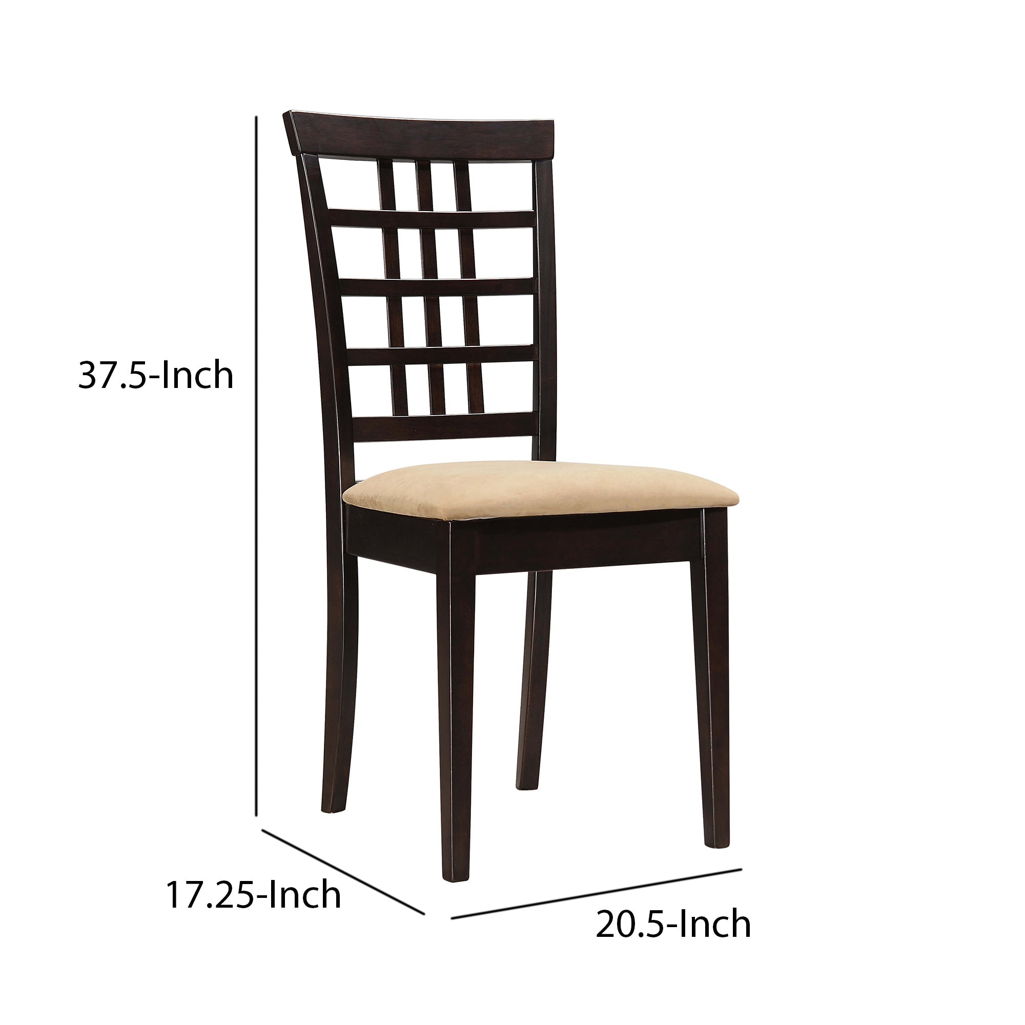 Benjara Geometric Wooden Dining Chair with Padded Seat, Set of 2, Brown And Beige