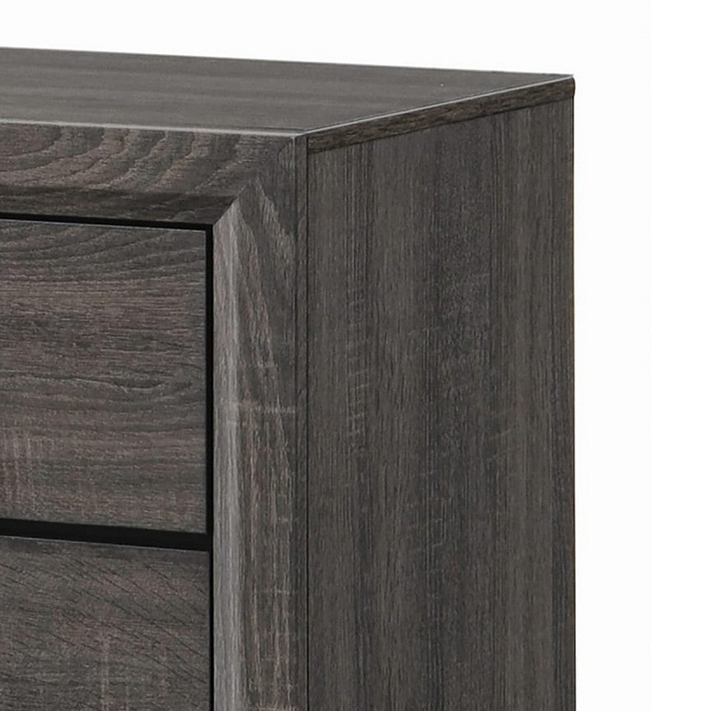 Benjara Wooden Nightstand with 2 Drawers And Chamfered legs, Gray And Black