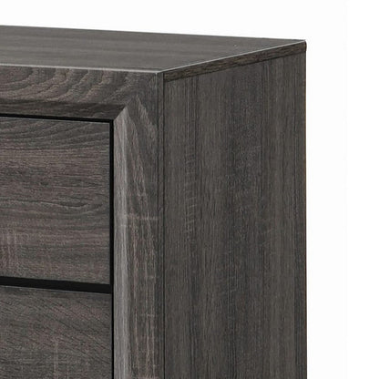 Benjara Wooden Nightstand with 2 Drawers And Chamfered legs, Gray And Black
