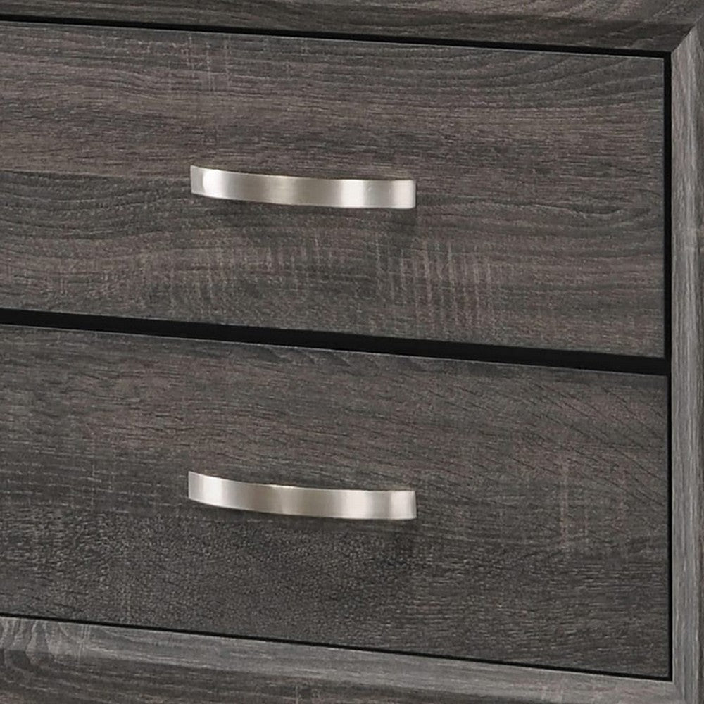 Benjara Wooden Nightstand with 2 Drawers And Chamfered legs, Gray And Black