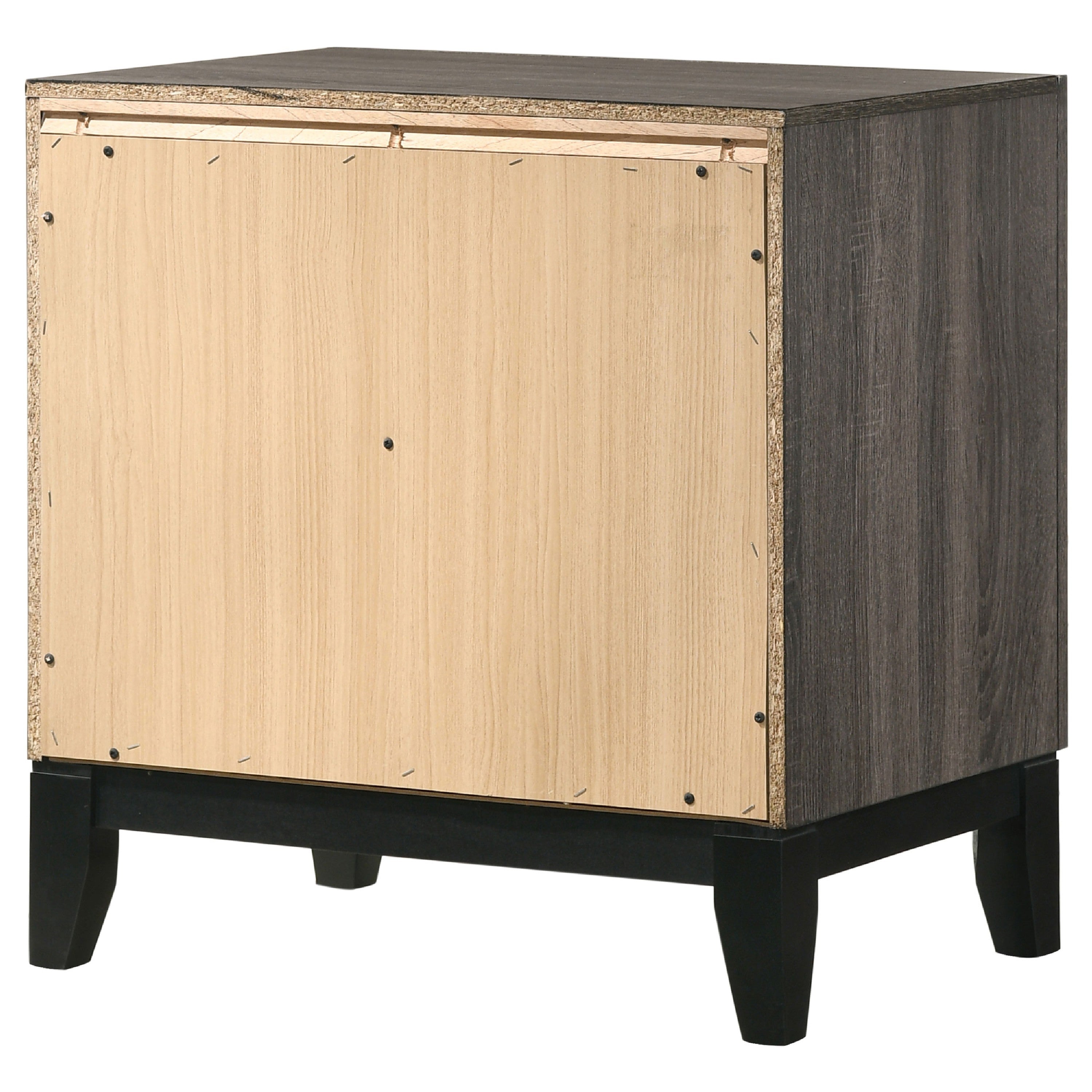 Benjara Wooden Nightstand with 2 Drawers And Chamfered legs, Gray And Black