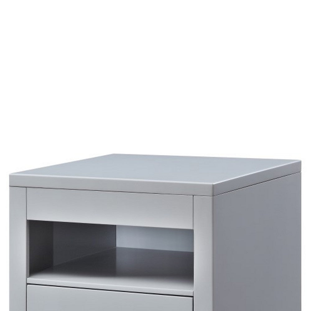 Benjara Transitional Style Wooden End Table with 1 Drawer, Gray And Black