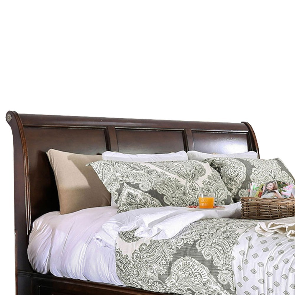 Benjara Wooden Queen Size Bed with Spacious Storage Drawers, Brown