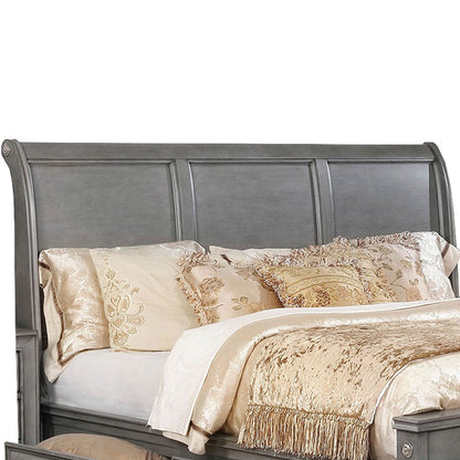 Benjara Wooden Queen Size Bed with Spacious Storage Drawers, Gray