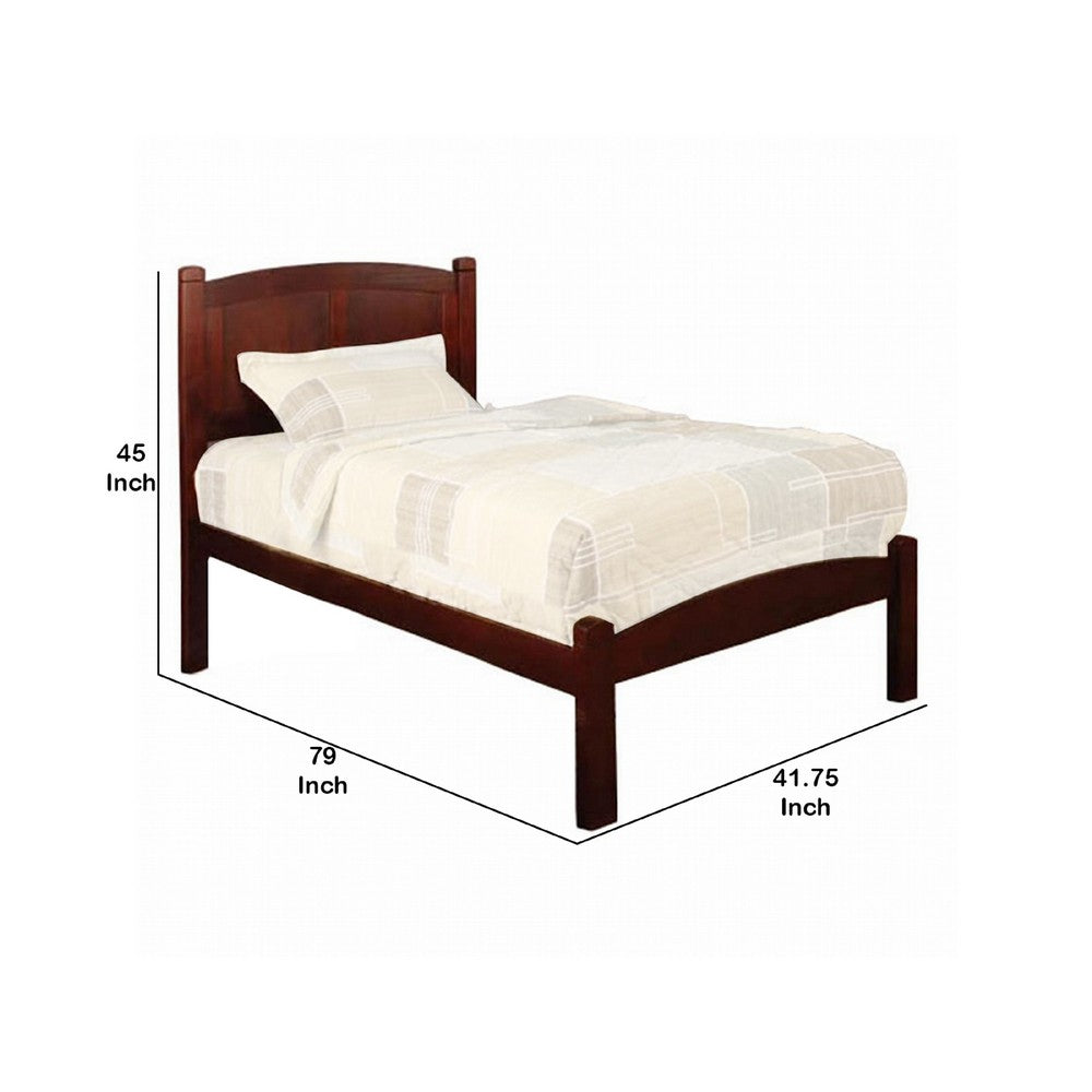 Benjara Transitional Wooden Twin Bed with Panelled Headboard And Footboard, Brown