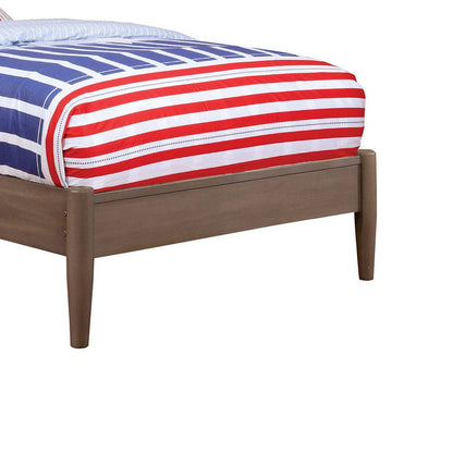 Benjara Wooden Transitional Twin Bed With Round Tapered Legs, Gray