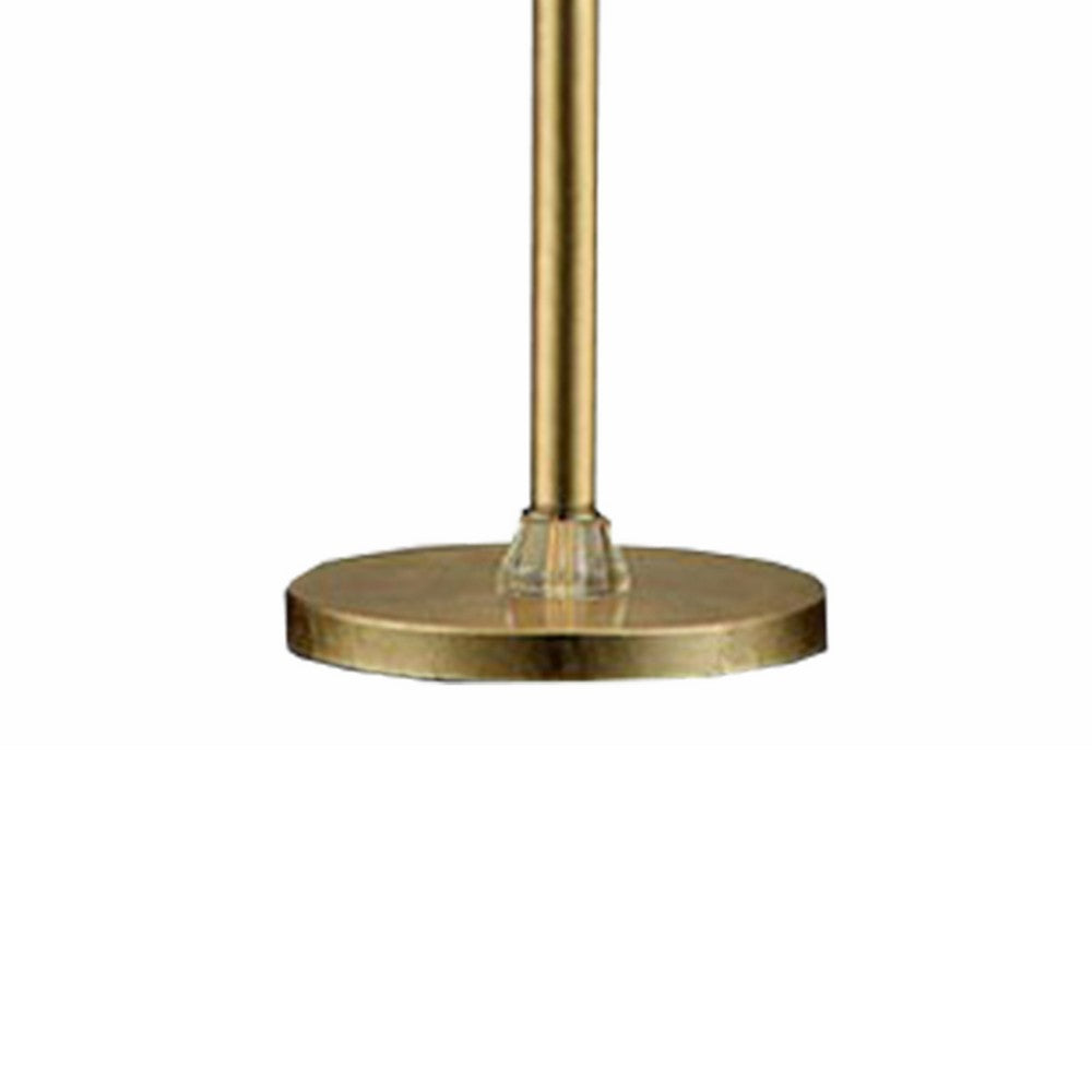 Benjara Table Lamp with Hanging Crystal Droplets And White Drum Shade, Gold
