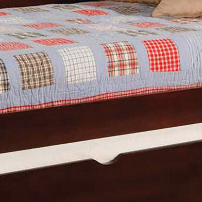 Benjara Transitional Wooden Trundle Bed with Bottom Pull Out Bedding, Brown