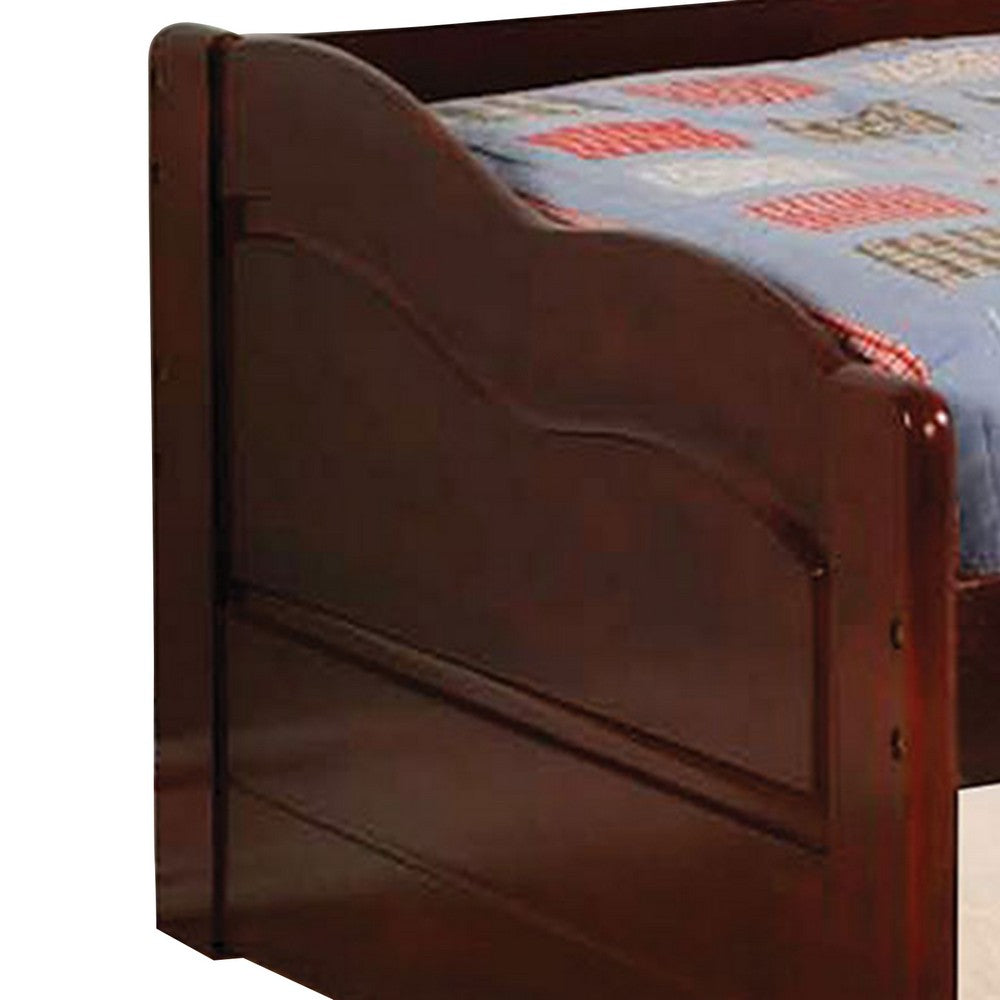 Benjara Transitional Wooden Trundle Bed with Bottom Pull Out Bedding, Brown
