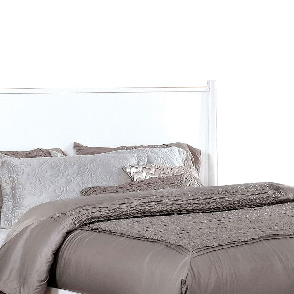 Benjara Transitional Wooden Full Bed with Round Tapered Legs And Headboard, White