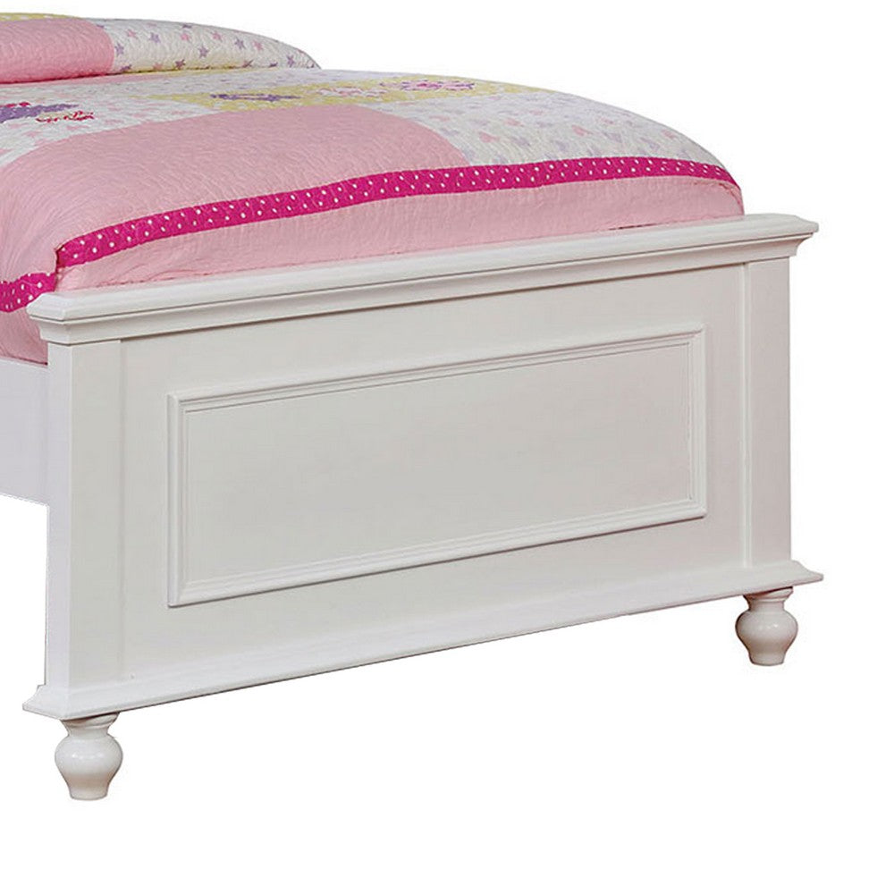 Benjara Traditional Style Full Bed with Button Tufted Camelback Headboard, White