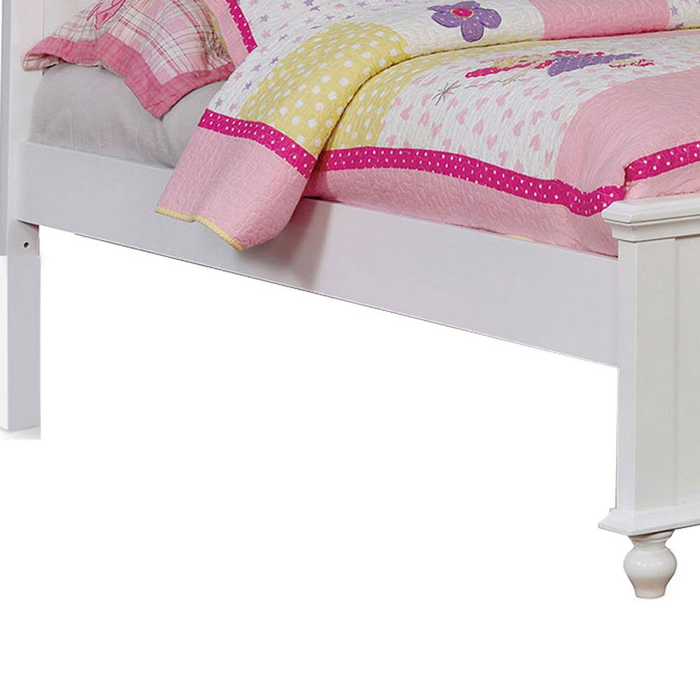 Benjara Traditional Style Full Bed with Button Tufted Camelback Headboard, White