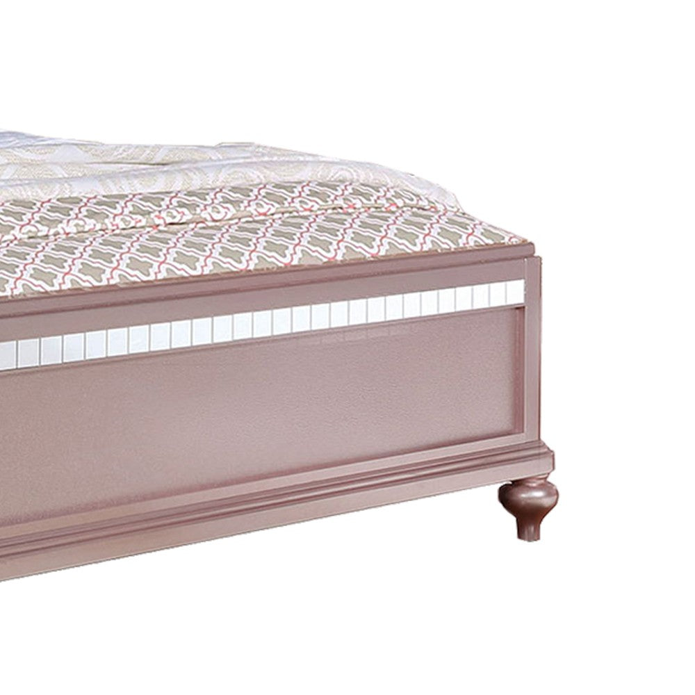 Benjara Contemporary Styled Twin Bed with Padded Button Tufted Headboard, Pink
