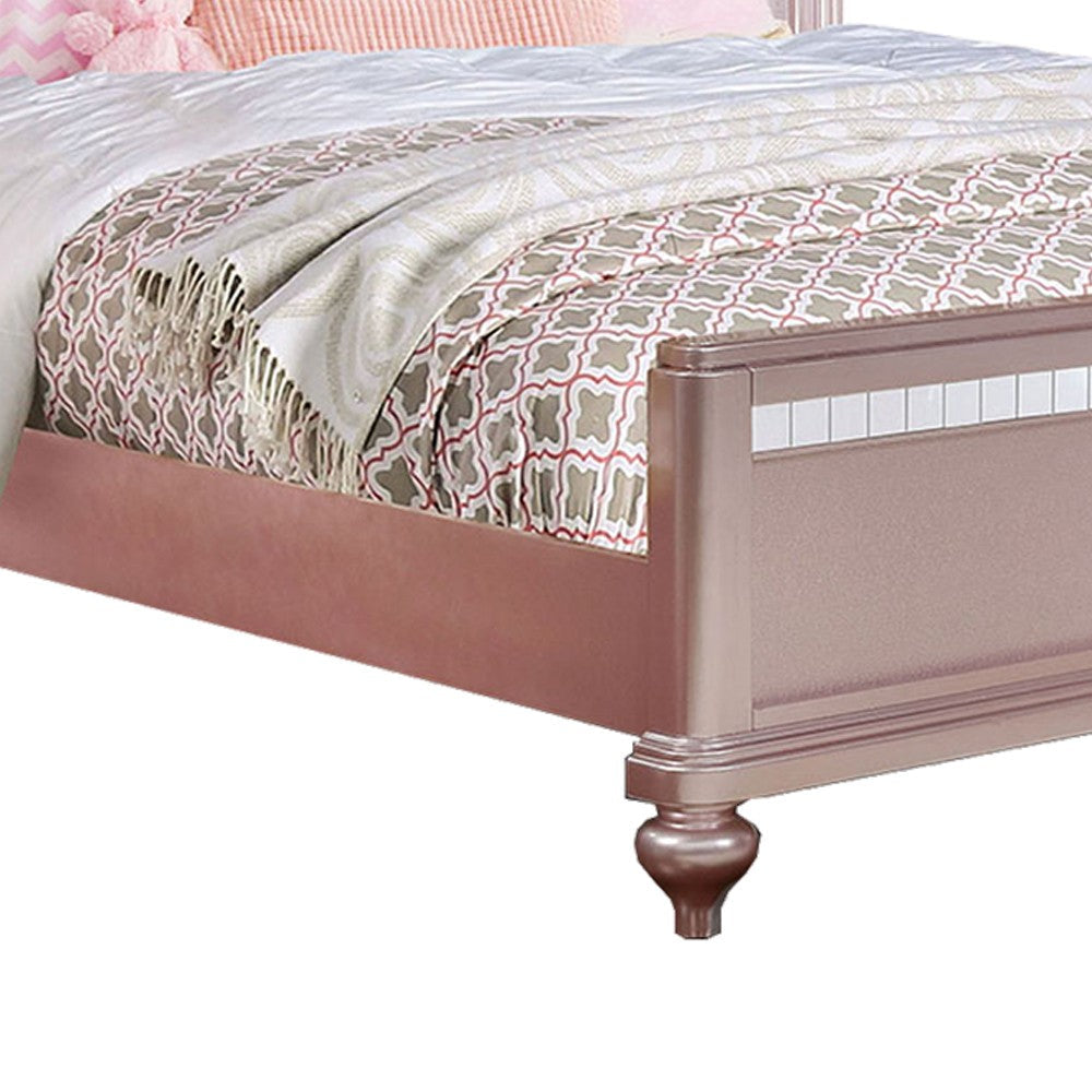 Benjara Contemporary Styled Twin Bed with Padded Button Tufted Headboard, Pink