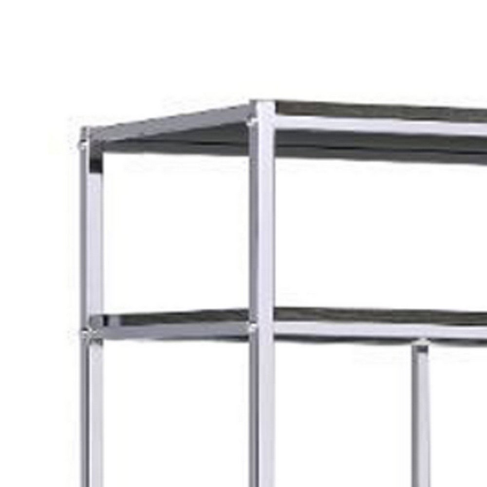 Benjara Etagere Bookshelf with 7 Shelves And Geometric Pattern,Silver And Dark Gray
