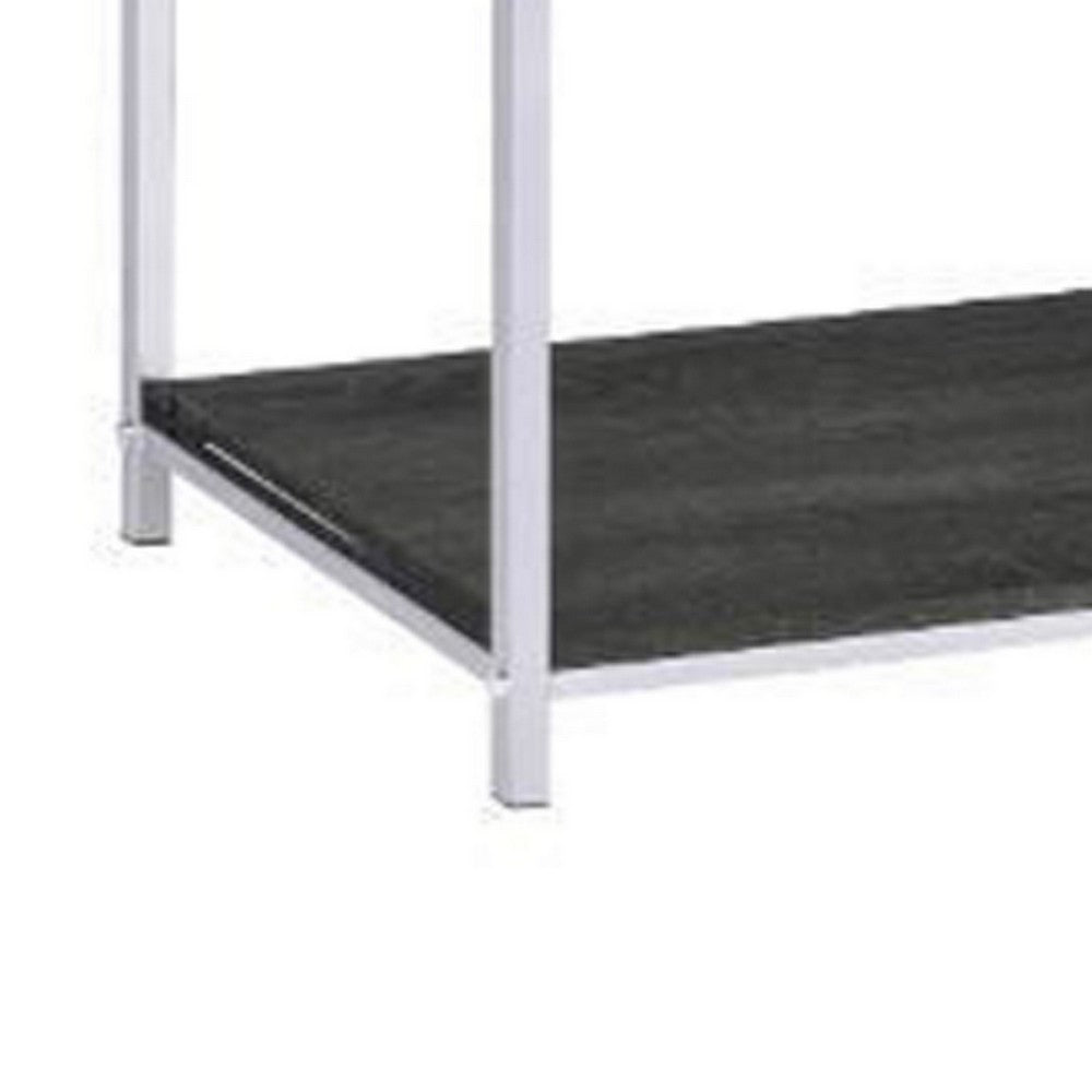 Benjara Etagere Bookshelf with 7 Shelves And Geometric Pattern,Silver And Dark Gray