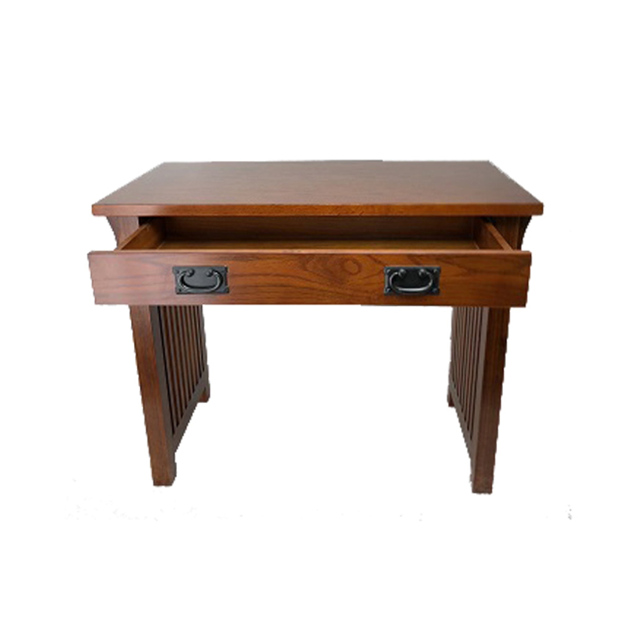 Benjara Wooden Frame Writing Desk with 1 Drawer And Slatted Sides, Brown