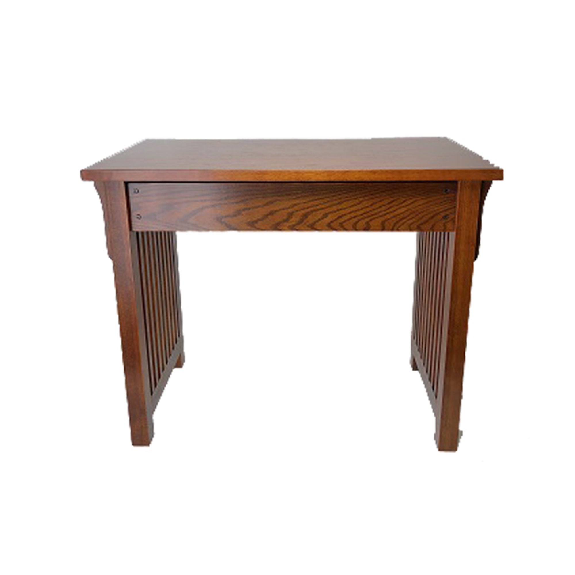 Benjara Wooden Frame Writing Desk with 1 Drawer And Slatted Sides, Brown