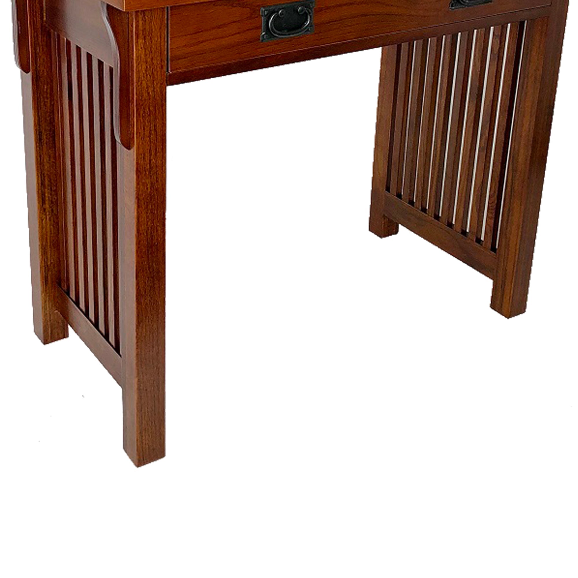 Benjara Wooden Frame Writing Desk with 1 Drawer And Slatted Sides, Brown