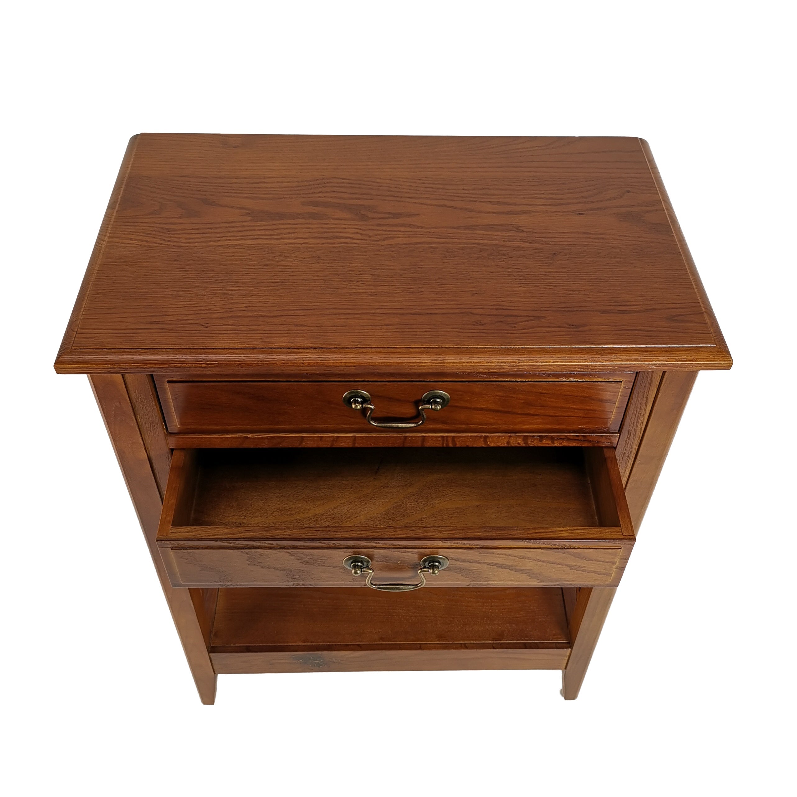 Benjara Wooden Nightstand with 2 Drawers And Criss Cross Sides, Brown