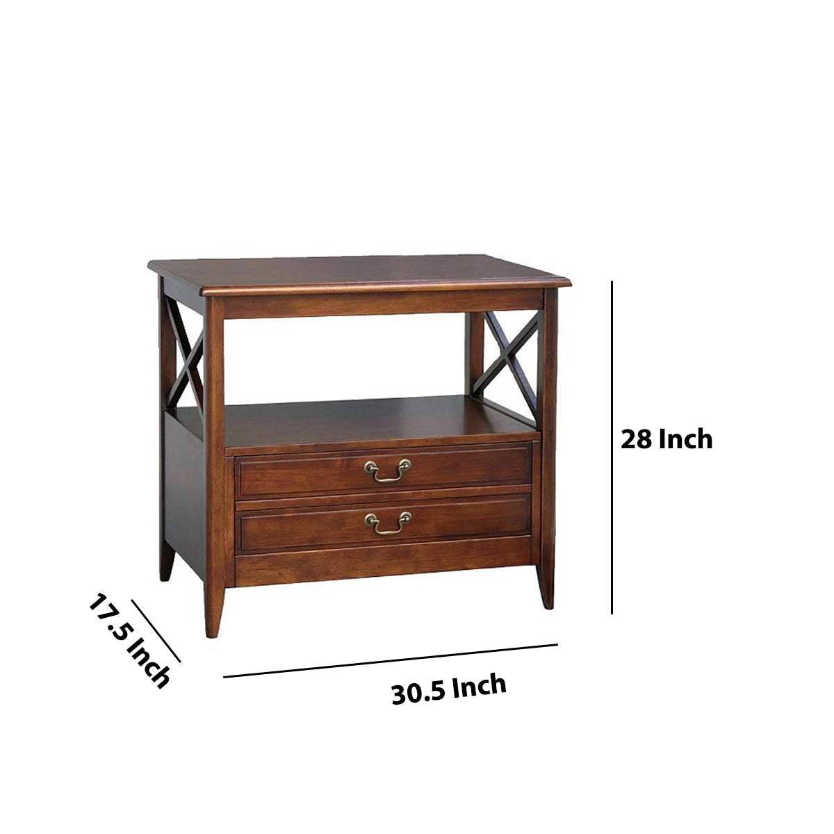 Benjara Wooden TV Stand with 2 Drawers And 1 Open Shelf, Dark Brown