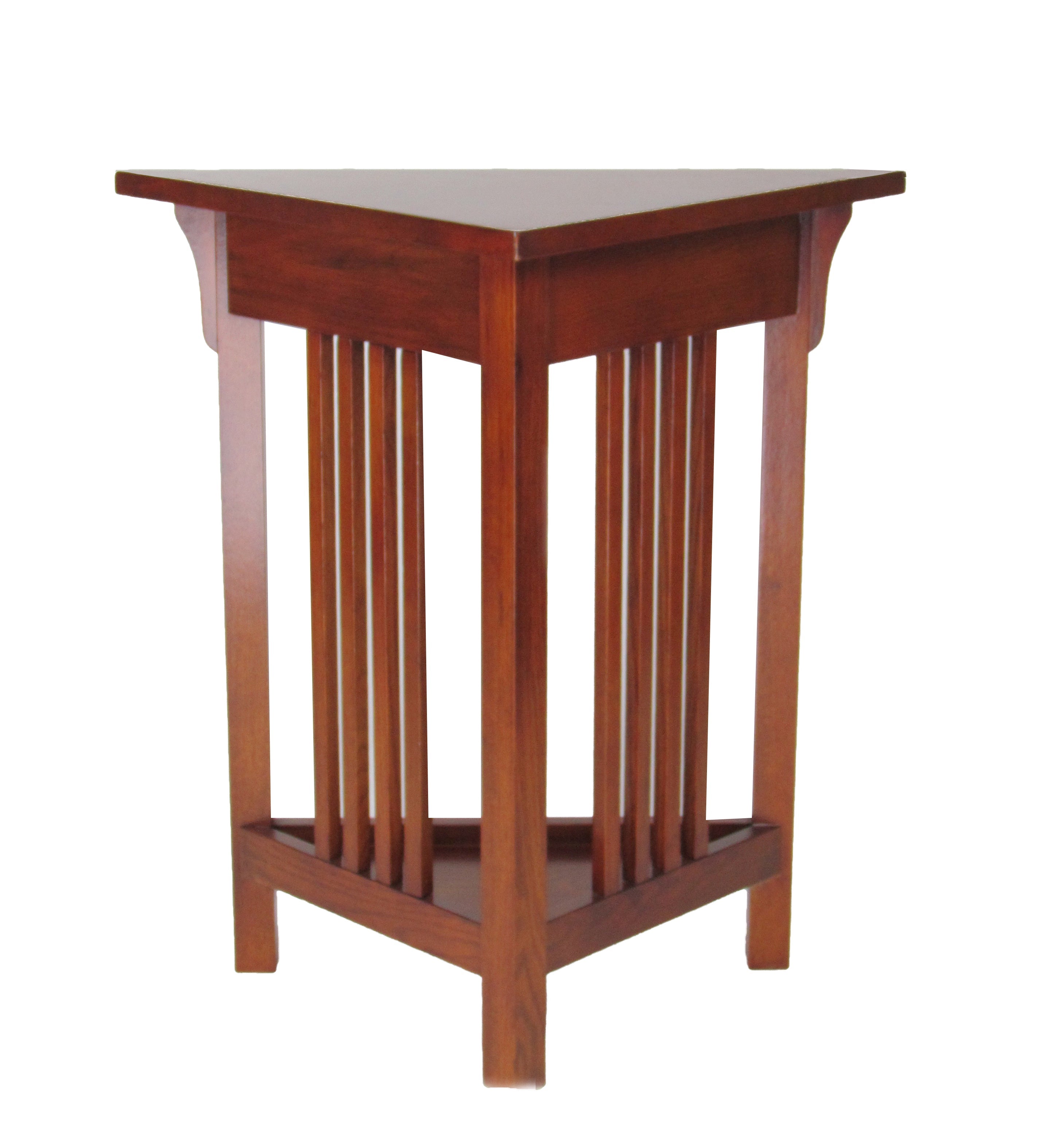 Benjara Mission Style Wooden Corner Table with 1 Drawer And Bottom Shelf, Brown