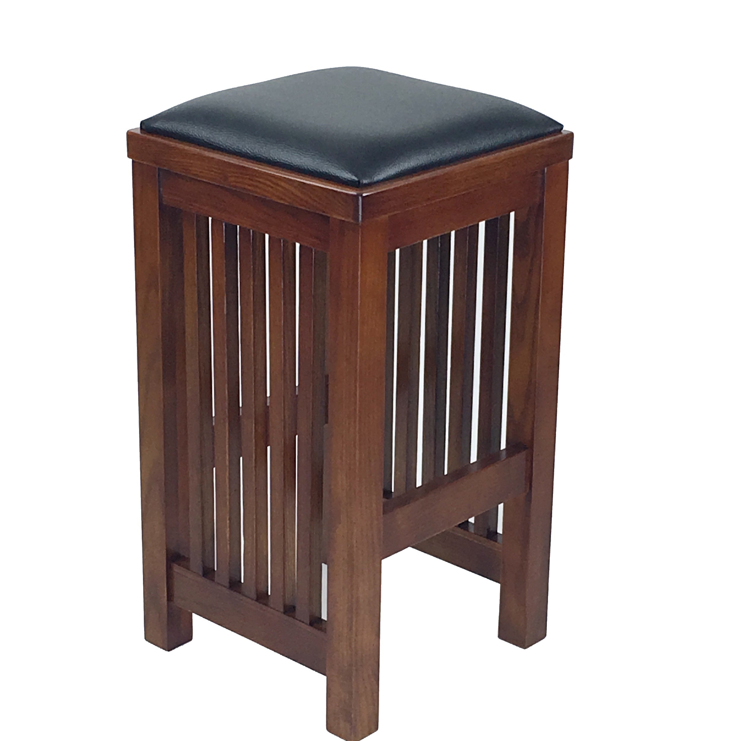 Benjara Faux Leather Upholstered Wooden Backless Barstool, Dark Brown
