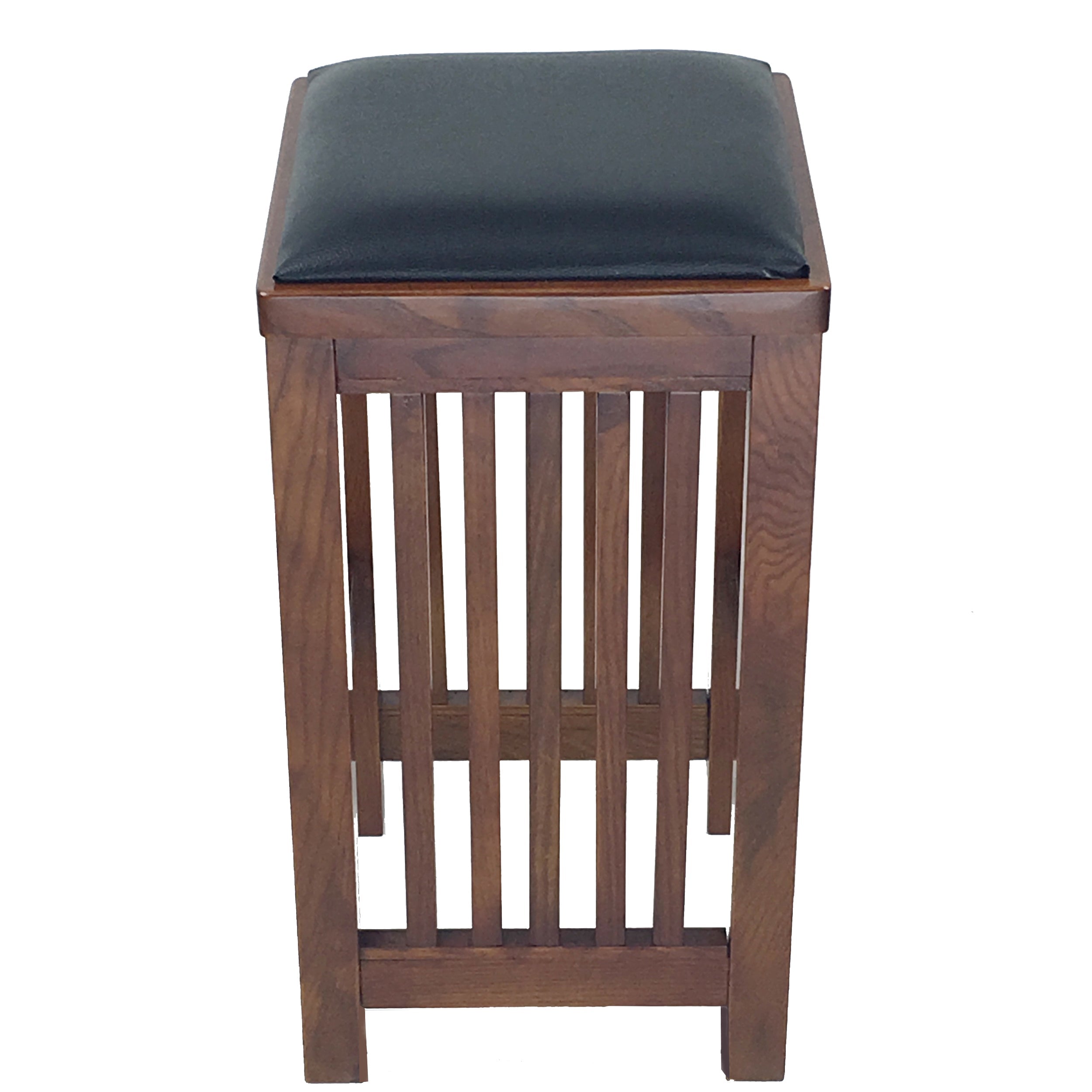 Benjara Faux Leather Upholstered Wooden Backless Barstool, Dark Brown