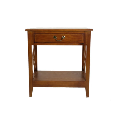 Benjara Transitional Style Nightstand with 1 Drawer And X Shape Sides, Brown