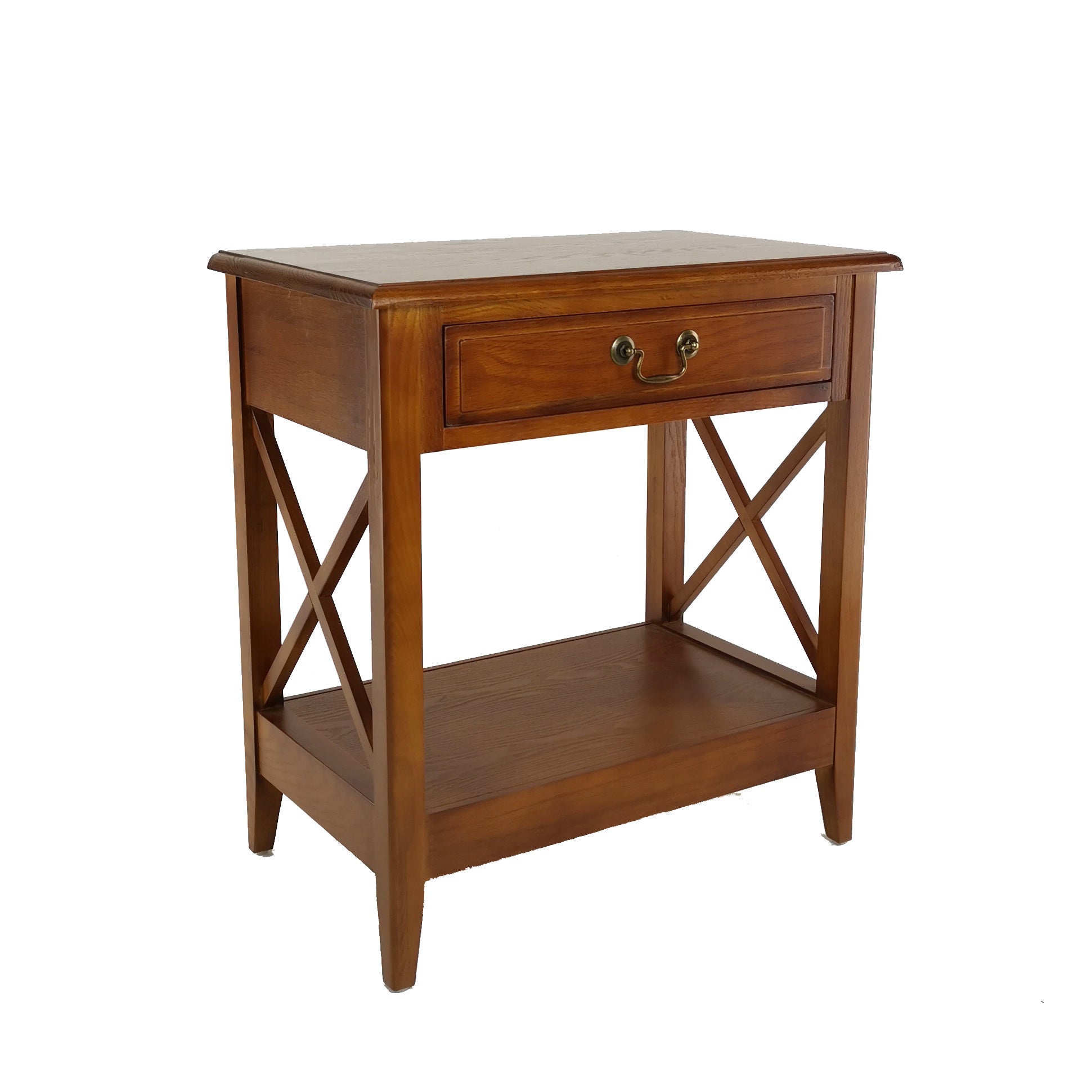 Benjara Transitional Style Nightstand with 1 Drawer And X Shape Sides, Brown