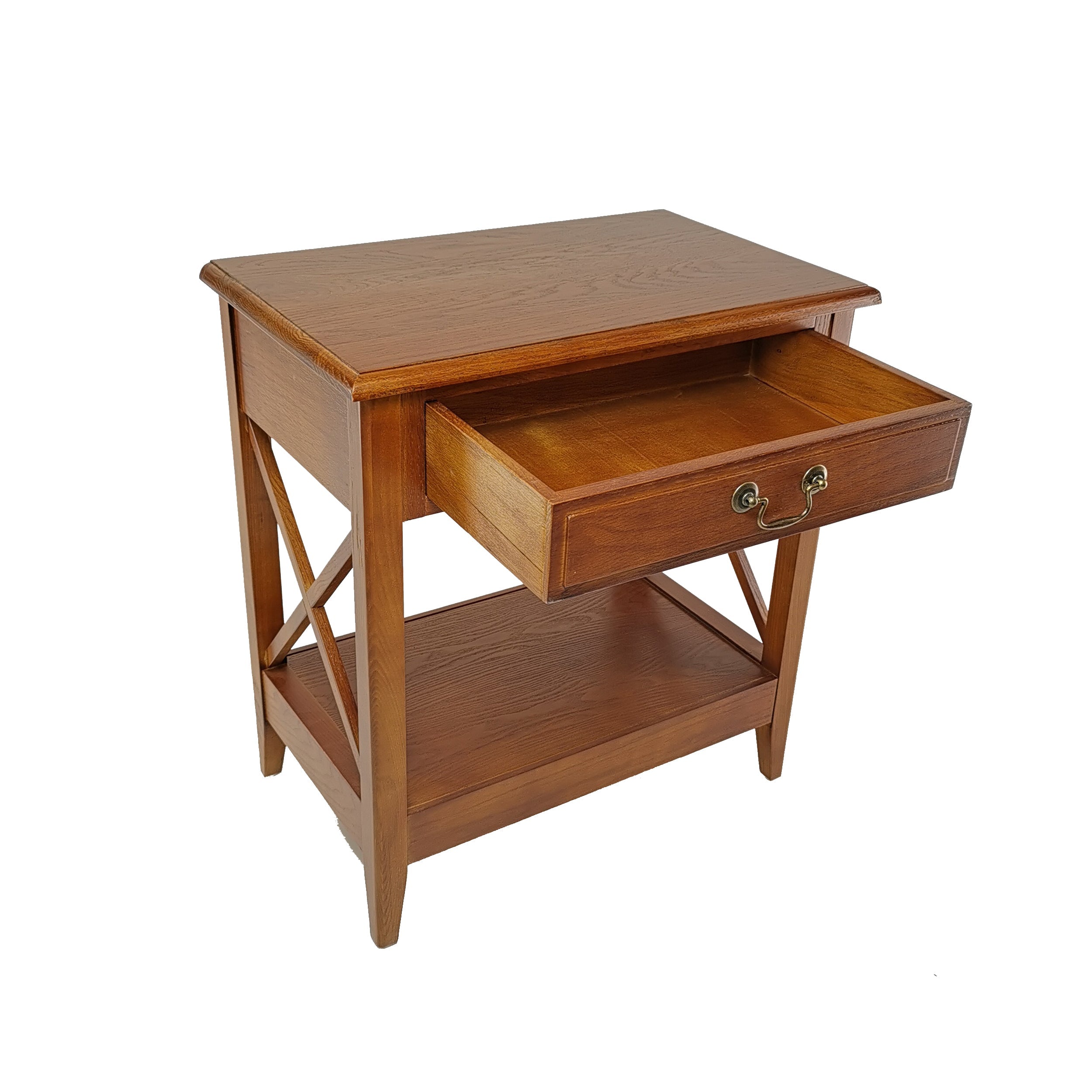 Benjara Transitional Style Nightstand with 1 Drawer And X Shape Sides, Brown