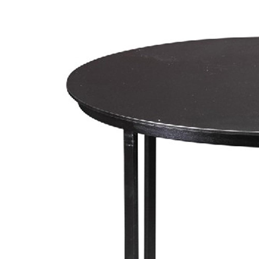 Benjara Round Metal Frame Side Table with Tubular Legs, Black